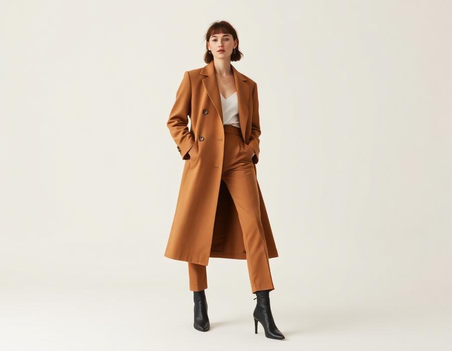 Fashion model in a minimal studio campaign shoot